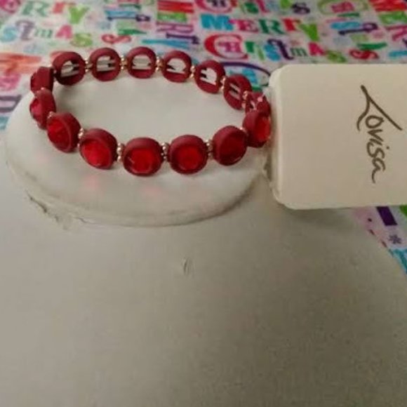 LOVISA Contemporary Gold Bead/Ruby Red Crystal Bracelet**NEW! - Picture 3 of 5